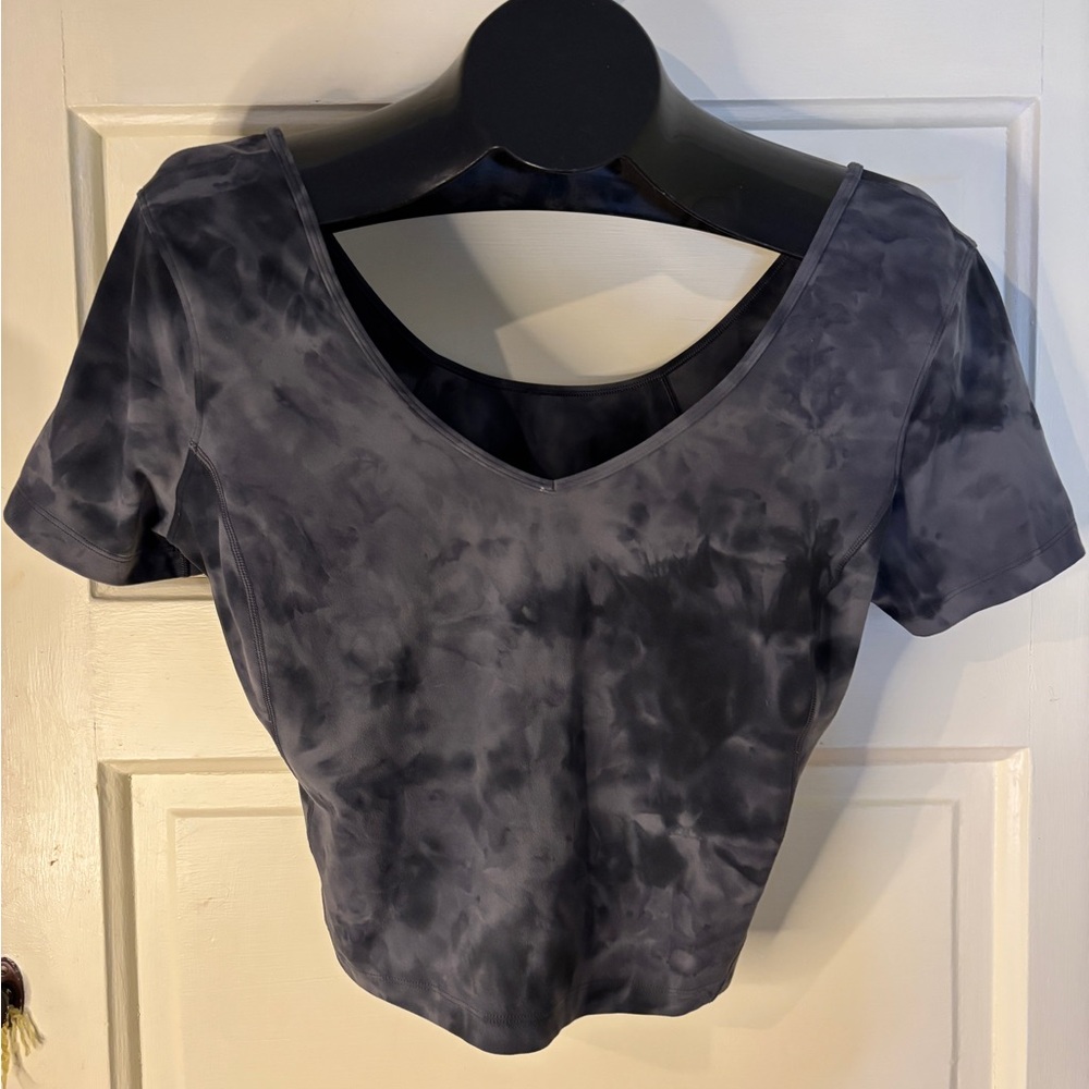 Lululemon Align Short Sleeve Crop Top Stylish Diamond Dye Gray Graphite 8